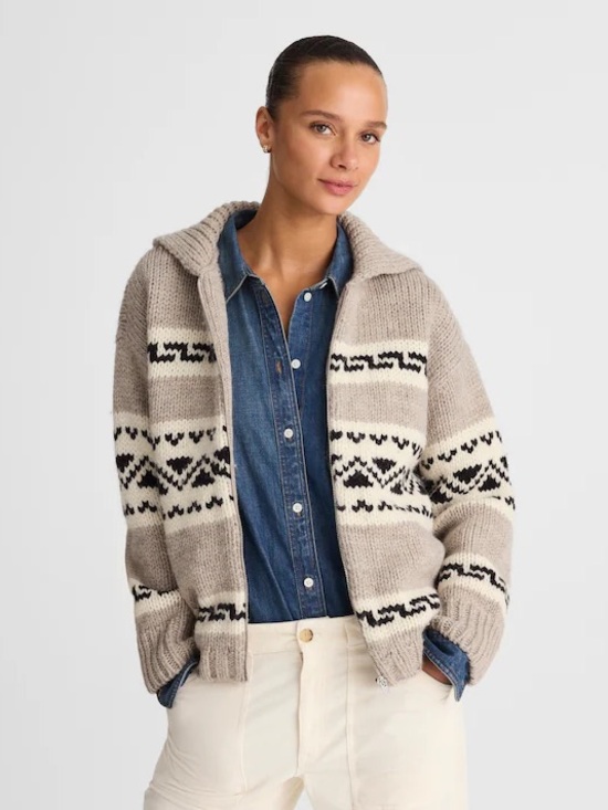 Madewell Fair Isle Zip Cardigan Sweater